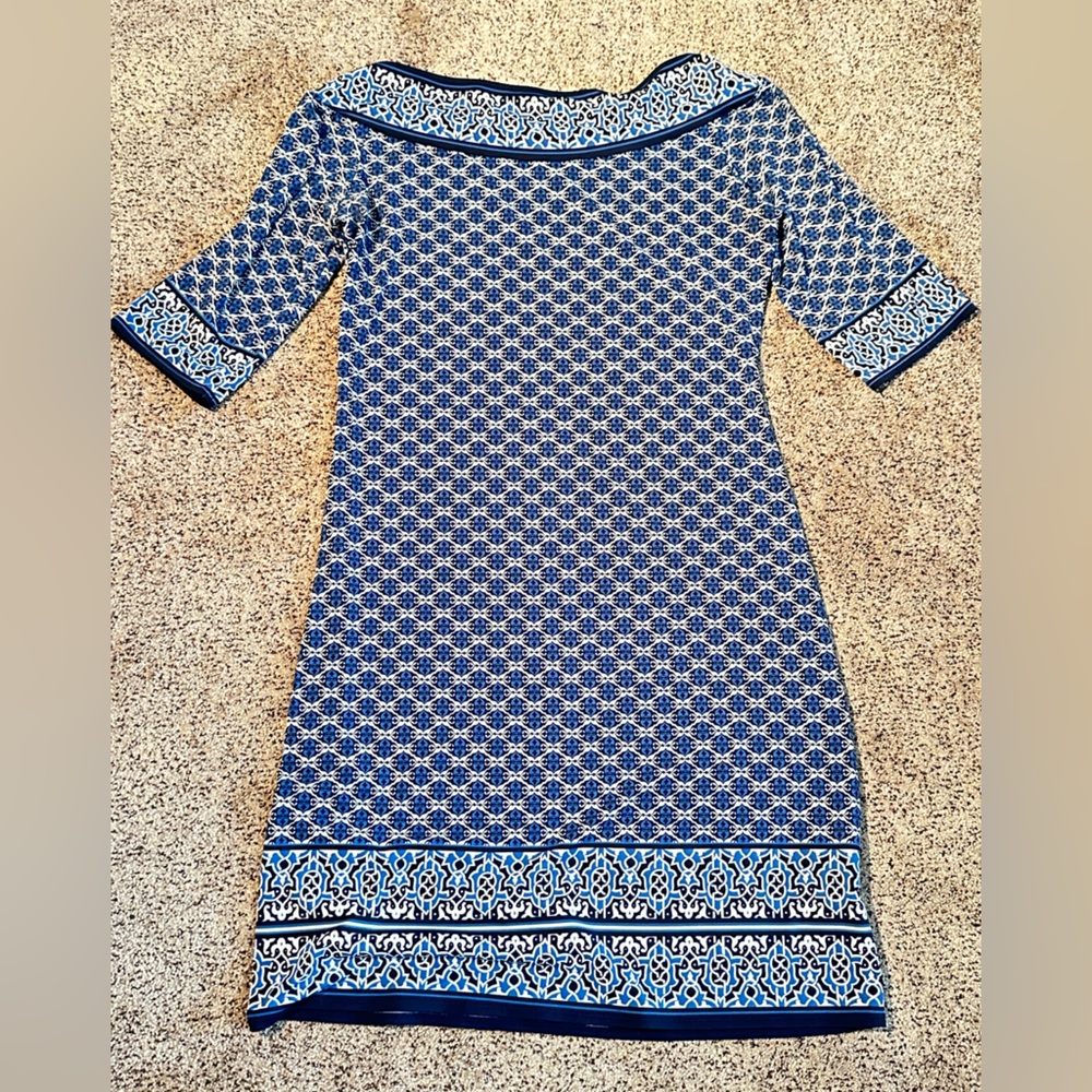 Max Studio Sz M  Blue/white print dress